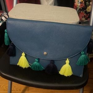 A New Day Blue💚💚Green Tassel Leather Clutch Crossbody Bag